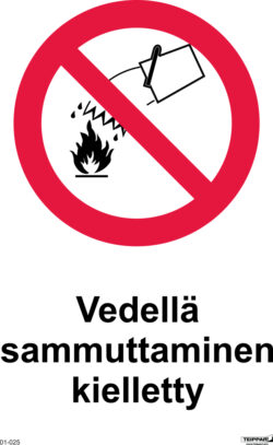 Vedellä sammuttaminen kielletty