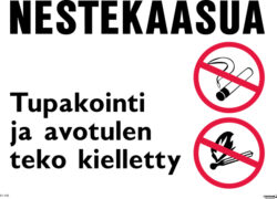 Nestekaasua, tupakointi ja avotulen teko kielletty