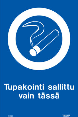 Tupakointi sallittu vain tässä