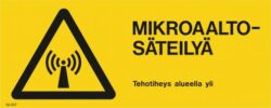 Mikroaaltosäteilyä - tehotiheys alueella yli