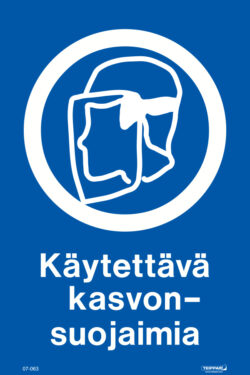Käytettävä kasvonsuojaimia