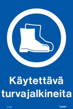Käytettävä turvajalkineita