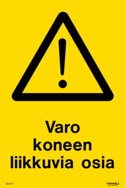 Varo koneen liikkuvia osia