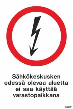 Sähkökeskuksen edessä olevaa aluetta ei saa käyttää varastopaikkana