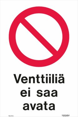 Venttiiliä ei saa avata