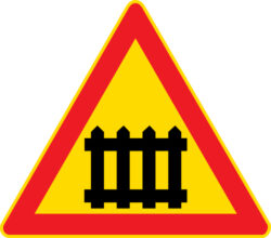 A27 Rautatien tasoristeys, jossa on puomit